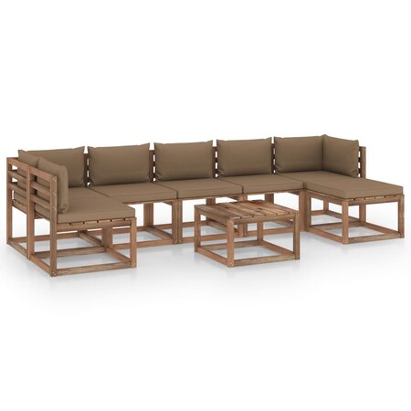 vidaXL Salon de jardin 8 Pièces avec coussins taupe