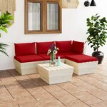 vidaXL Salon de jardin palette 5 Pièces avec coussins Épicéa imprégné