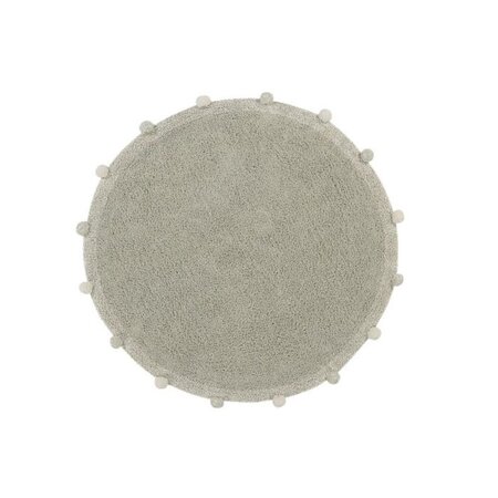 Tapis coton rond lavable Bubbly brun à pompons Ø 120 cm