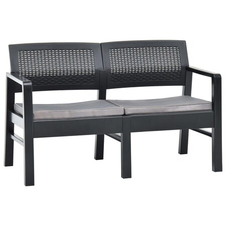 vidaXL Banc de jardin 2 places et coussins 120 cm Plastique Anthracite