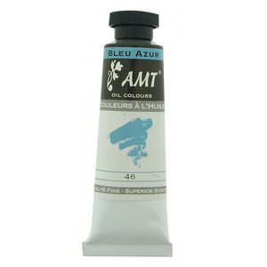 Peinture à l'huile fine en tube bleu azur 45ml - amt