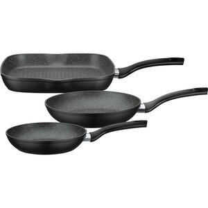 GSW 209359 Set de 3 poeles et grill en Aluminium Forgé - 20/24/28 cm - Revetement Antiadhésif - tous feux dont induction