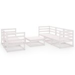 vidaXL Salon de jardin 6 Pièces Blanc Bois de pin massif