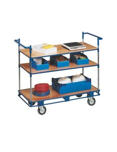 (CHARIOT 3 PLATEAUX BOIS) Chariot à plateaux réglable 200 kg 3 plateaux