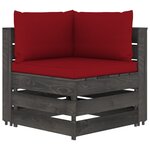 vidaXL Salon de jardin 8 Pièces avec coussins Bois imprégné de gris