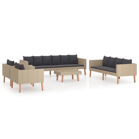 vidaXL Salon de jardin 5 Pièces avec coussins Résine tressée Beige