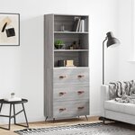 vidaXL Buffet haut Sonoma gris 69 5x34x180 cm Bois d'ingénierie