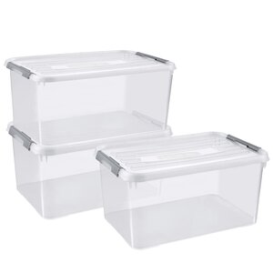 Curver boîte de rangement à couvercle 3 pcs 50 l transparent 240679