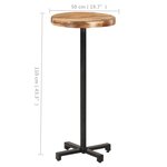 vidaXL Table de bar Ronde Ø50x110 cm Bois d'acacia massif