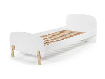 KIDDY Lit simple en bois laqué et brut et sommier 90x200cm Blanc