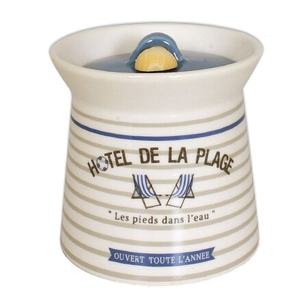 Pot à gros sel cabourg en faïence avec cuillère