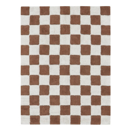 Tapis damier café et beige 120 x 160 cm
