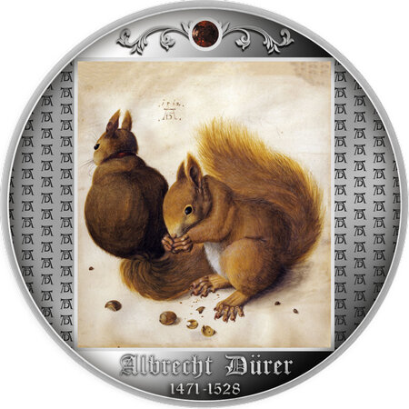 Pièce de monnaie en Argent 500 Francs g 17.50 Millésime 2021 Albrecht Dürer CHIPMUNKS