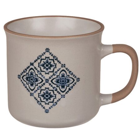 Tasse en céramique blanche motif carreaux