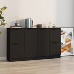 vidaXL Buffets 3 Pièces noir bois d'ingénierie