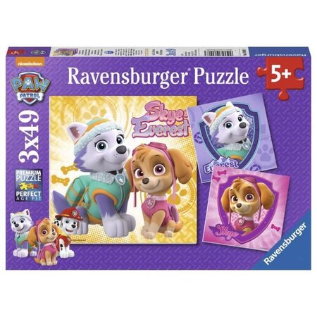 Pat' patrouille puzzles 3x49 pieces - charmantes chiennes - ravensburger - lot de puzzles enfant - des 5 ans