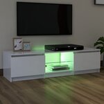 vidaXL Meuble TV avec lumières LED blanc brillant 140x40x35 5 cm