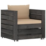 vidaXL Salon de jardin 7 Pièces avec coussins gris bois imprégné