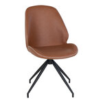 Chaise de salle à manger pivotante en polyester marron bouclé avec pieds noirs
