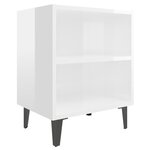 vidaXL Tables de chevet pieds en métal 2 Pièces Blanc brillant 40x30x50cm