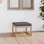 vidaXL Repose-pied de jardin avec coussin bois imprégné de vert