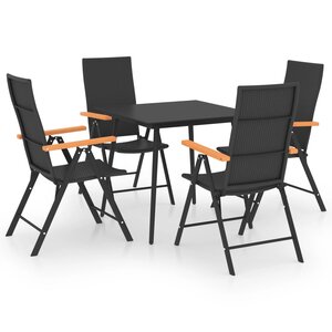 vidaXL Ensemble de salle à manger de jardin 5 Pièces Noir et marron