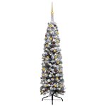 vidaXL Sapin de Noël mince pré-éclairé et boules vert 120 cm PVC