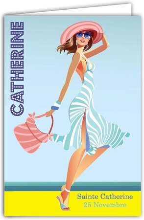Carte sainte catherine bonne fête 25 novembre avec enveloppe blanche 12x17 5cm
