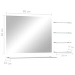 vidaXL Miroir mural avec 5 étagères Argenté 80 x 60 cm