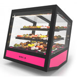 Vitrine réfrigérée cubique à poser série qbo base lumineuse colorée - 620x670 mm - sayl -  -  620x670x670mm