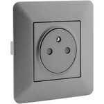 Prise de courant affleurante 2P+T 16A simple Titanium - Artezo