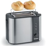 SEVERIN - Grille-pain, 2 fentes pour 2 tranches : griller, dégeler et réchauffer, support viennoiseries, centrage auto, Inox