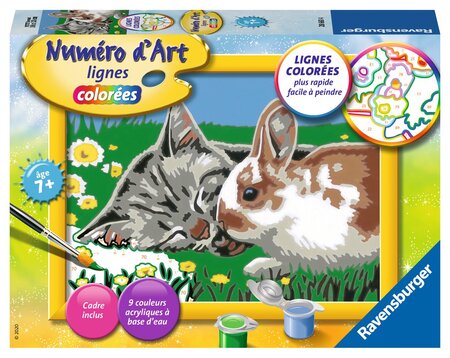 Ravensburger numéro d'art - petit - chaton et son compagnon le lapin