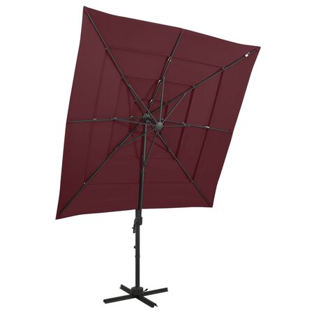 vidaXL Parasol à 4 niveaux avec mât en aluminium Bordeaux 250x250 cm
