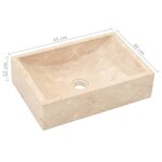 vidaXL Armoire de toilette en teck solide avec lavabo en marbre Crème