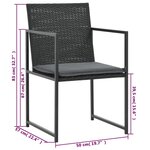 vidaXL Mobilier à dîner de jardin 5Pièces et coussins Résine tressée Noir