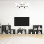 vidaXL Ensemble de meubles TV 8 Pièces Gris Aggloméré