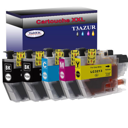 Lot de 5 Cartouches compatibles Brother DCP-J497DW, DCP-J572DW, DCP-J772DNW, LC3213XL  (Noire+Couleur) – T3AZUR