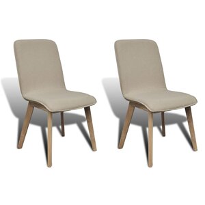 vidaXL Chaises à manger lot de 2 beige tissu et chêne massif