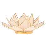 Porte bougie fleur de lotus blanc et or