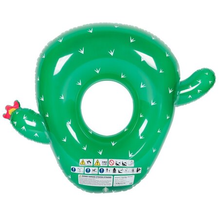 Bouée gonflable ronde xxl pour piscine & plage ultra confort  flotteur deluxe - cactus ø130cm