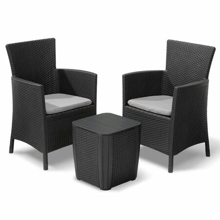 Keter Jeu de salle à manger d'extérieur 3 Pièces Iowa Graphite 223929