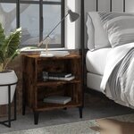 vidaXL Tables de chevet pieds en métal 2 Pièces Chêne fumé 40x30x50 cm
