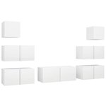 vidaXL Ensemble de meuble TV 7 Pièces Blanc Aggloméré