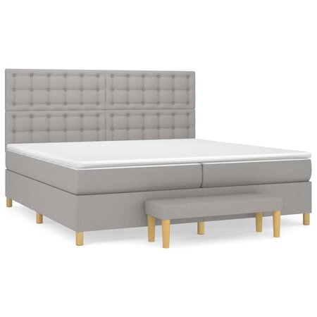 vidaXL Lit à sommier tapissier avec matelas Gris clair 200x200cm Tissu