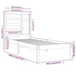 vidaXL Cadre de lit Noir Bois massif 90x190 cm Simple