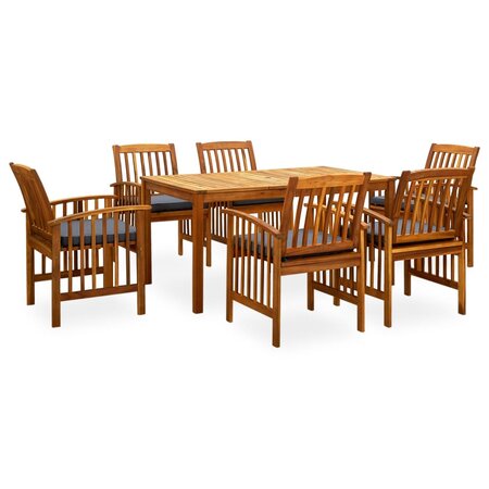 vidaXL Mobilier à dîner de jardin 7 Pièces avec coussins Acacia solide