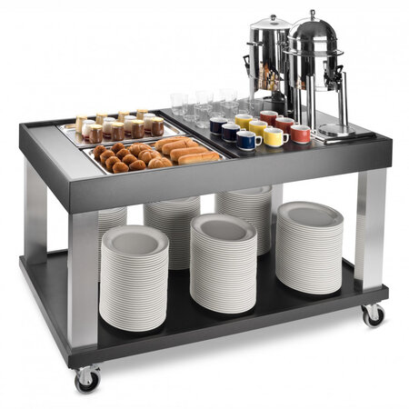 Chariot buffet cubic® noir pour 4 bacs gn 1/1 - pujadas -  - dm laquée