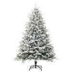 vidaXL Sapin de Noël artificiel LED et flocons de neige 150 cm PVC PE