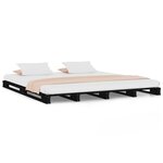 vidaXL Lit de palette noir 160x200 cm bois de pin massif